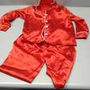 Multitrust Baby Girls Boys Silk Pajamas Set Solid Long Sleeve Button Down Shirts Tops and Pants Infant Satin Pj Lounge Sets, 90