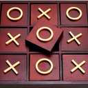 9.5-inch Wooden Tic Tac Toe Game, Decorative Coffee Table Games for Adults and Family Activities
