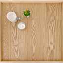 SwallowLiving 24 x 24 Inches Extra Large Square Wood Ottoman Tray with Leather Handles, Wooden Natural