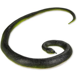 53" Giant Rubber Snake Black Mamba Snake Figurine Fake Snake Toy Prankster Stuff for April Fool's Day, Garden Decor Props to Scare Birds and Squirrels