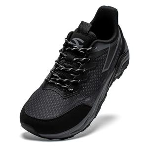 HOBIBEAR Men's Trail Hiking Shoes Wide Fit - Lightweight Low Top Breathable Sneakers for Walking, Trekking & Outdoor Adventure Black, 9.5 Wide Men