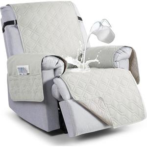 VANSOFY 100% Waterproof Recliner Chair Covers, Recliner Cover Non-Slip Dog Chair Cover Furniture Protector Washable Slipcover with Pocket, Elastic Straps for Pets, Dogs(Off White, 22")