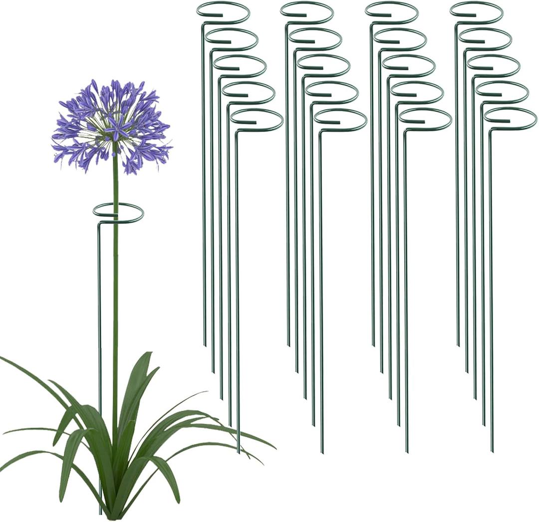 Thealyn 18 Inch 20 Packs Plant Support Stake Garden Single stemmed Plant Support Hoops Plant Prop for Flowers Orchid Tomatoes Peony Lily Rose Gladiolus (18 inch)