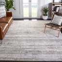 Area Rug 8x10  - Large - Ivory & Grey, Boho Tribal Distressed Viscose Design, Ideal for Living Room, Bedroom, Office, Dining Space