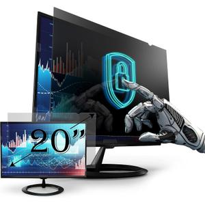 Premium Privacy Screen Filter for 20 Inches Desktop Computer Monitor. Screen Protector size is 17.4 inch width x 9.8 inch height. Anti Glare and Anti Blue Light Protection
