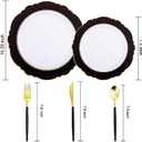 WDF 30Guest Black and Gold Plastic Plates - New Year Plates - Gold Plastic Silverware With Black Handle Baroque Black and Gold Disposable Dinnerware for Halloween & New Year &Parties