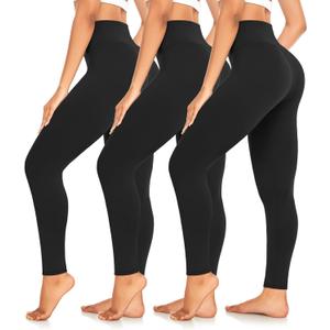 3 Pack High Waisted Leggings for Women No See-Through Soft Athletic Tummy Control Pants for Running Yoga Workout (Small-Medium)