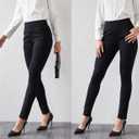 heipeiwa Women's Dress Pants Skinny High Waist Pull on Pants with Pockets Comfort Stretch Slim Fit Work Pants (Black, M)