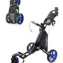 Caddytek CaddyLite ONE-Swivel V8 Golf Push Cart - Lightweight 3 Wheel Foldable Cart with One-Click Folding, 360 Swivel Front Wheel, Adjustable Handle, Cooler Basket, Umbrella & Drink Holder, Blue