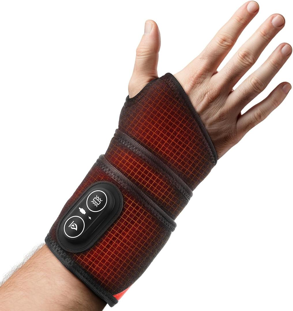 Cordless Wrist Heating Pad, FSA or HSA Eligible Hand Wrap Brace with 3 Heats and Vibrations, Versatile Heating Pad for Knee, Elbow, Wrist, Ankle
