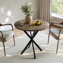 Unovivy 31.5" Small Round Dining Table for 2-4, Space Saving Circle Kitchen Dinner Table, Industrial Mid Century Modern Dining Room Desk for Kitchen, Apartment, Natural Oak, 31.5" x 31.5" x 29.53"