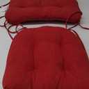 downluxe Indoor/Outdoor Rocking Chair Cushion Set, Tufted Comfortable Cushions for Rocking Chairs with Ties and Non-Slip Backing, Seat 17" x 17" x 3"/Back 21" x 17" x 3", Red, 2 Piece Set