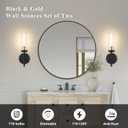Hardwired Wall Sconces Set of Two, Black and Gold Bathroom Vanity Sconces Wall Lighting with Clear Glass Shade, Modern Farmhouse Wall Mount Lights for Mirror Bedroom Living Room Hallway Kitchen