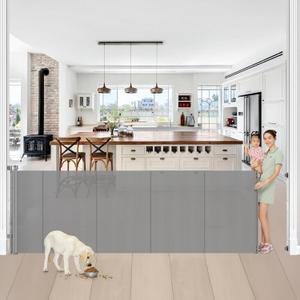 Reinforced 42” Tall x 100” Wide Retractable Baby Gates Extra Tall Dog Gate with Rods to Prevent Crawling Through, Pet Gate for Large Openings Extra Wide Mesh Baby Gate for Stairs, Gray