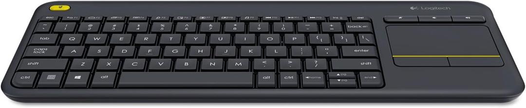 Logitech K400 Plus Wireless Touch TV Keyboard with Easy Media Control and Built-in Touchpad, HTPC Keyboard for PC-Connected TV, Windows, Android, ChromeOS, Laptop, Tablet - Black