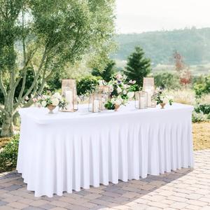 4ft White Tablecloth Rectangle Spandex Tablecloths for Wedding Birthday Parties Banquets Tables