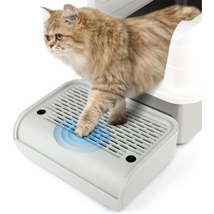 Litter Box Step, Cat Step/Ramp/Catcher with Filter Function, Easy to Clean, Ideal for Kitten & Elderly Cats (Light Grey)