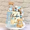 Baby Shower Cake Topper for Boy Bear Theme We Can Barely Wait Decorations Adorable Baby Boy Shower Cake Decorations with Bear Topper for Gender Reveal Newborn Celebration