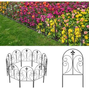 Decorative Garden Fence 19 Pack, 24in(H) x 20ft(L) Animal Barrier Fence, Rustproof Metal Fencing for Yard, Dog Rabbits Wire Section Garden Edging Border for Yard Patio Garden, Arched