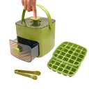 Ice Cube Tray with Lid and Bin, Ice Trays for Freezer, Flexible Ice Cube Trays,2 Pack for Freezer, 48 Pcs Ice Cube Mold with Ice Scoop for Personal Use in Whiskey, Cocktail, Coffee and DIY(Green)