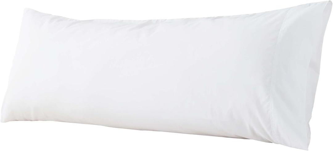 WhatsBedding Body Pillow Cover Cotton Fabric, Long Pillowcase Breathable & Skin-Friendly, Envelope Closure - White (21x54 inch)