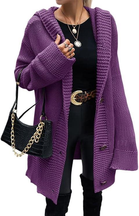 Taodou Women's Cardigan with Hood and Button Front Open Front M