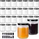 24Pack 8oz Glass Jars with Lids, 240ml Clear Small Mason Jars with 24 Stickers, Reusable Canning Jar for Jam, Jelly, Honey, Pickles, Spice