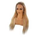 Balayage Highlight Lace Front Wig Human Hair for White Women 4T12/613 13x4 HD Lace Frontal Wigs Pre Plucked 180% Density Chocolate Brown to Bleach Blonde Highlights Brazilian Human Hair Wigs 18 Inch