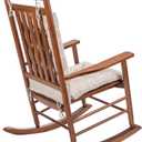Rocking Chair Cushions Comfortable Tufted Seat Cushion Pads Non-skid Backed Set of Backrest and Seat Bottom for Porch Rocker Cane Adirondack Outdoor Indoor Chair (Cream, Backrest-24X17,Bottom-17x17)