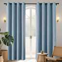 Joydeco Blackout Curtains 84 Inches Long 2 Panels Burg, Room Darkening Curtains for Bedroom, 100% Black Out Textured Thermal Drapes Privacy Protection 2 Panels Set(W52 x L84 Inch, Sky Blue)