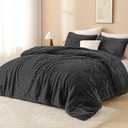 Andency Fleece King Comforter Set, 3 Pieces Dark Grey Comforter Set for King Size Bed, Soft Warm Fluffy Fuzzy Dark Gray Bedding Set for Winter (1 Comforter & 2 Pillowcases)