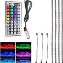 5V 5050 RGB LED Strip Light USB with 44key Remote Control 4 Pre-Cut 1.64ft/6.56ft Lights Tape TV Backlights Holiday Decoration Black PCB