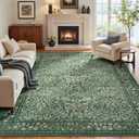 Lofus Green Boho Floral Rug 9x12, Washable Large Living Room Area Rugs