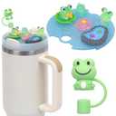 Compatible with Stanley Cup Lid Accessories Charms, Charms for Stanley Cups H2.0 Accessories 30oz 40oz with Silicone Straw Cover Cap for Tumblers (Frog, 30oz)
