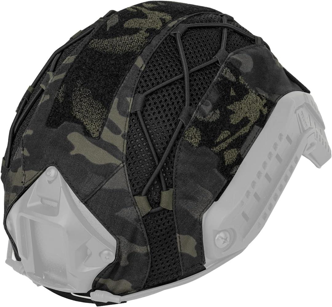 Tactical Helmet camo Cover for Fast Helmet in Size M/L, Paintball Shooting Gear - 500D Nylon -Without Helmet (camo black)