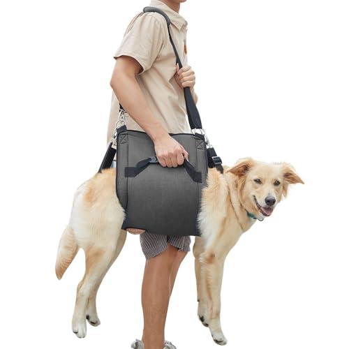 COODEO Dog Carry Sling, Emergency Backpack Pet Legs Support & Rehabilitation Dog Lift Harness for Nail Trimming, Dog Carrier for Senior Dogs Joint Injuries, Arthritis, Up and Down Stairs(XL, Black)