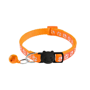 Cat Collars with Bells, Reflective Design and Claw Print Design, Safety Buckle Kitten Collars Adjustable