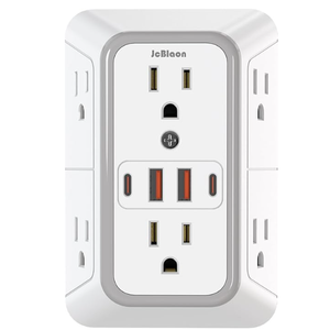 JcBlaon Outlet Extender Surge Protector - 6 Outlet Splitter with 4 USB Ports (2 USB C), Multiple Plug Expander Wall Charger, 3 Sided Multi Plug Wall Adapter Power Strip for Home Office Kitchen Travel 