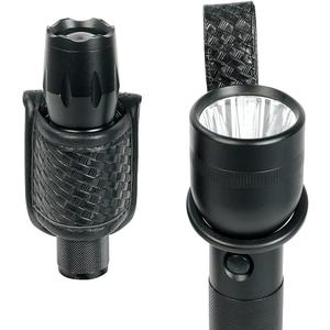TAFTACFR Compact Flashlight Holder(Open Top)+ Flashlight Ring Strap Holder Hold Mag Lite and Other D/C Cell Flashlights (Basketweave Hidden Snap)