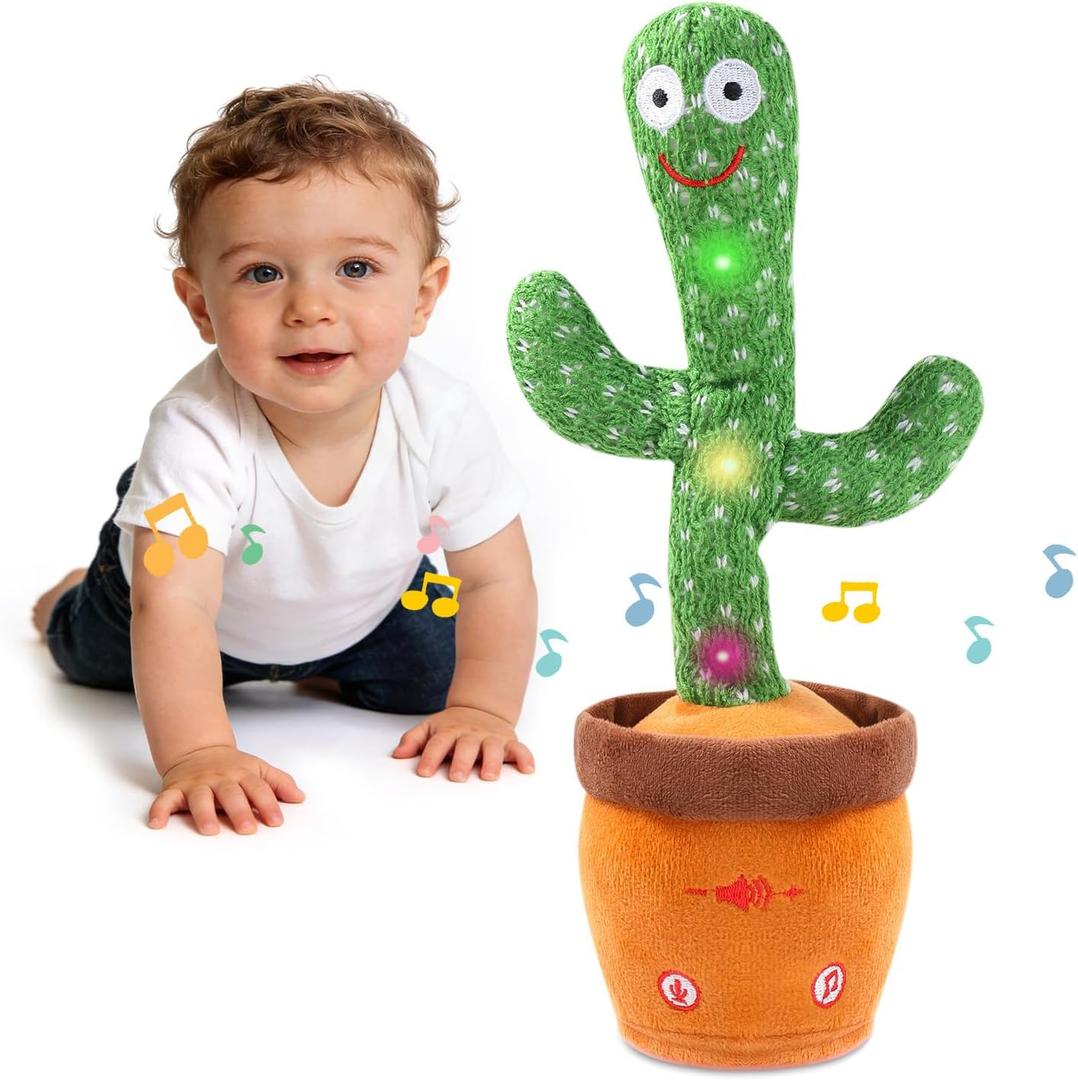 Talking Cactus Toy for Babies 6+ Months & Toddlers - Dancing Singing Repeating Cactus Toy with 10 Songs & Lights, Interactive Plush Gift for Kids Age 1 2 3 4 5 6, for Kids