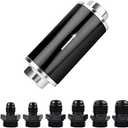 EVIL ENERGY Inline Fuel Filter 100 Micron with 6AN 8AN 10AN Adapter Universal 50MM
