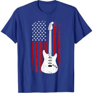Guitar American US Flag Music Player Electric Guitarist Gift T-Shirt
