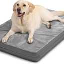 Waterproof XXL Dog Beds Large Sized Dog, Outdoor Orthopedic Washable Crate Pad 48 inch, Jumbo XXLarge Foam Pet Bed with Removable Cover Reversible, Durable Anti-Slip Kennel Pad, 47"x29", Gray (Grey)