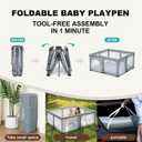 Foldable Playpen with Detachable Thicken Mat,50x50 Inches Portable Playpen,Collapsible Play Pen for Babies and Toddlers,Indoor & Outdoor Baby Fence Play Area,Cold Gray