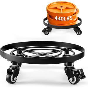 AMAGABELI GARDEN & HOME Plant Caddy with Wheels Heavy Duty 14 2 Pack Rolling Plant Stand Plant Dolly Iron Wheeled Lockable Casters Round Pot Mover Rollers Indoor Outdoor Planter Trolley Metal