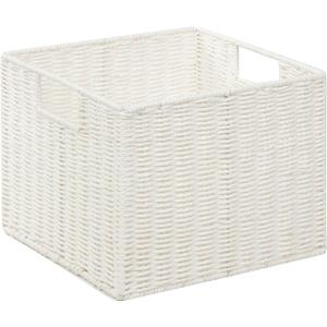 Honey-Can-Do STO-03562 Parchment Cord Crate with Handles, White, 12.2 x 13 x 10 inches