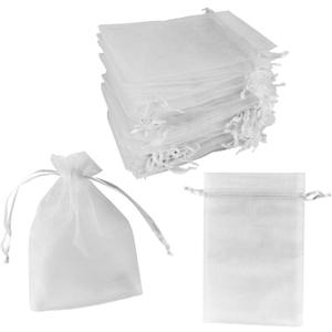 Super Z Outlet 100 Pack 4x6 Inch Mini Sheer Drawstring Organza Transparent Bags Jewelry Sack Pouches for Wedding, Party Decorations, Arts & Crafts Gifts (White)