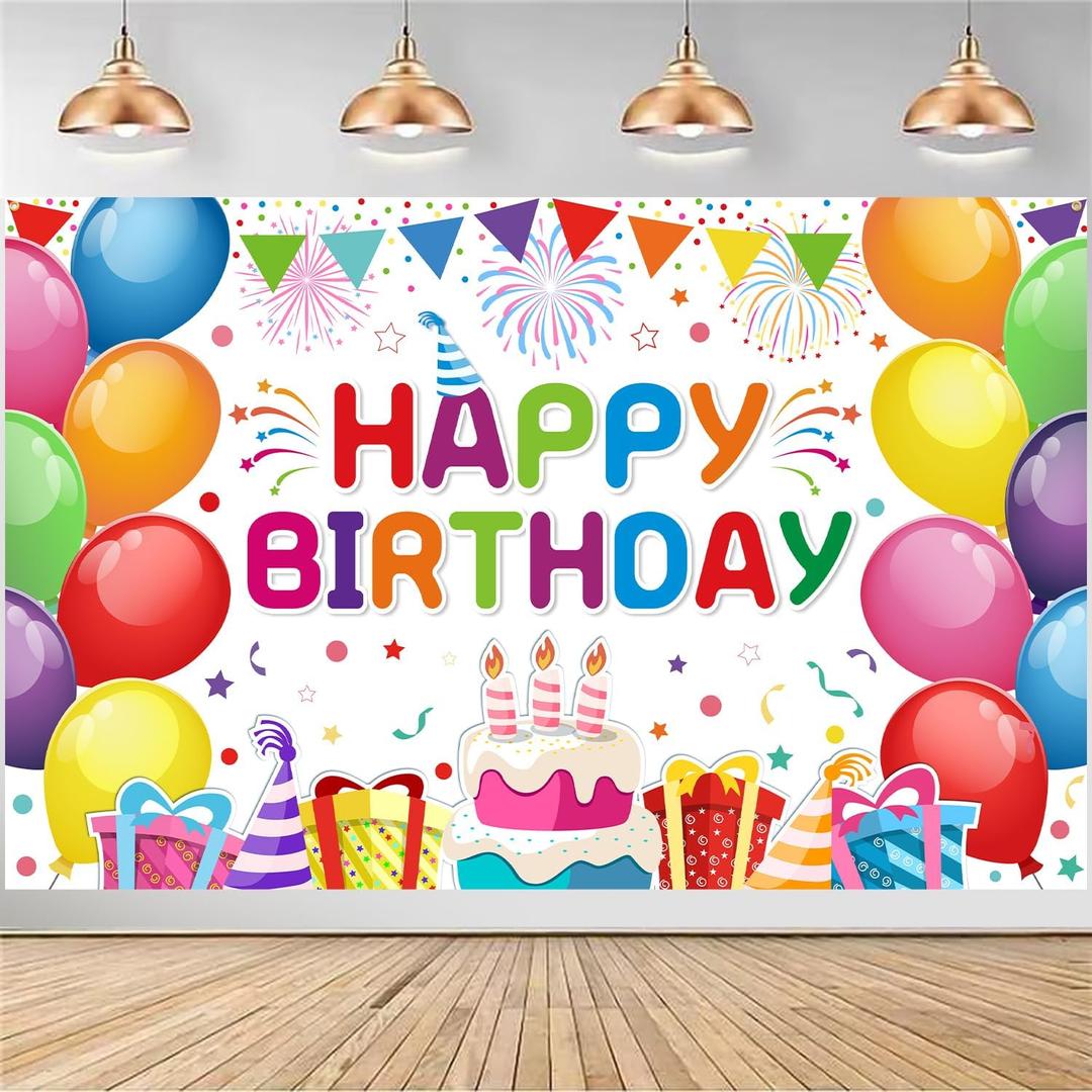 Happy Birthday Banner - Birthday Decorations for Kids Colorful Birthday Party Banners Welcome Happy Background Sign for Theme Party Decorations Indoor Outdoor