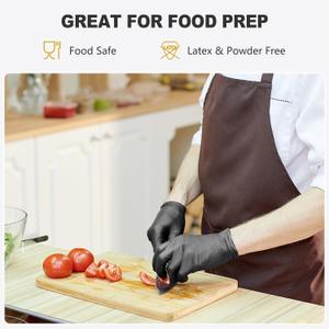 Black Vinyl Gloves, Food Grade Gloves Disposable Latex Free & Powder Free, Guantes for Cleaning Cooking Food Prep, M