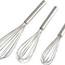Stainless Steel Whisks with 3 Packs 8"+10"+12" Kitchen Whisk Set Kitchen Whip Kitchen Utensils Wire Whisk Balloon Whisk Set for Blending Whisking Beating and Stirring